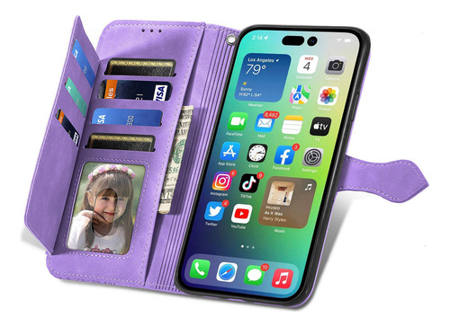 Funda Tipo Cartera De Piel Tipo Cartera Con Cierre Cruzado P