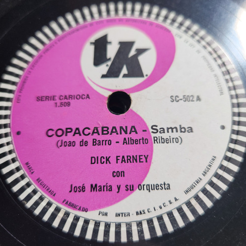 Pasta Dick Farney Con Jose Maria Su Orquesta Tk C609