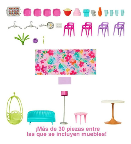 Barbie Casa Malibu Casa De Muñecas 2 Pisos 30 Pzas 12 Msi
