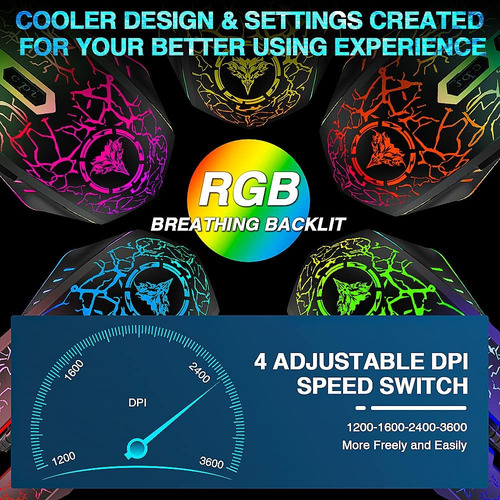 Ratón Bengoo Rgb Retroiluminado Gaming Negro