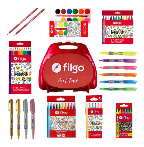 Imagen 1 de 1 de Filgo Art Box Valija De Arte Kit Set Escolar F32