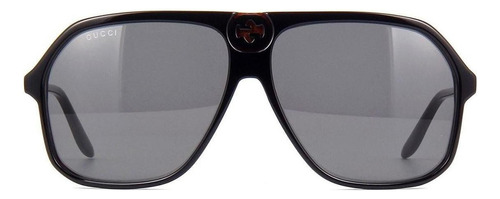 Anteojos de sol Gucci GG0734S con marco de acetato color negro, lente gris de plástico, varilla negra de acetato