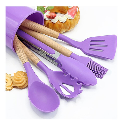 Set De 12pz Utensilios De Cocina Antiadherente De Silicona