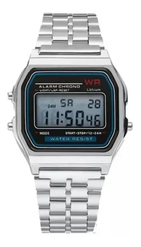10 Relojes Vintage Digital Luz Alarma Malla Acero Garant a