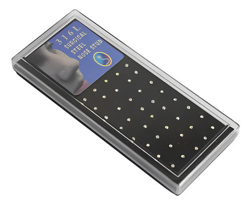Piercing para nariz con diamantes de imitación, base curva, paquete de 40 unidades