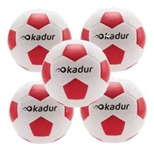 Pack Pelotas N°5 Futbol Cesped Recreativa Simil Cuero X5u Color Blanco/rojo