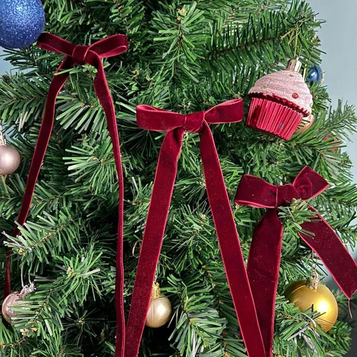 3pcs Cinta De Terciopel Para Adornos De Árbol De Navidad