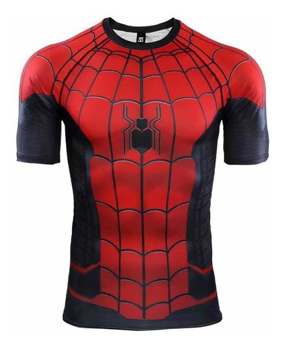 Camisetas Gimnasio Marvel Lycra Capitan America Spiderman,