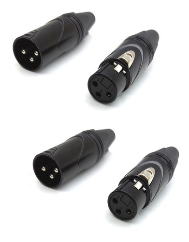 4 Conectores Cannon Xlr Macho E Femea Similar Neutrik Dlk