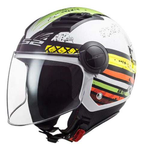 Casco Moto Ls2 Airflow Ronnie Blanco/verde