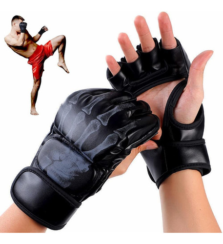 Guantes De Entrenamiento Boxeo De Medio Dedo 3 Cm De Espesor