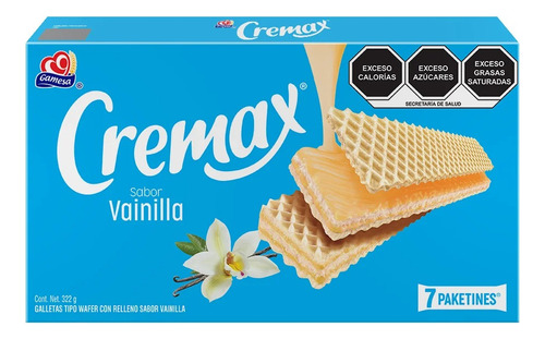 3 Pzs Gamesa Galletas Vainilla Cremax 322gr