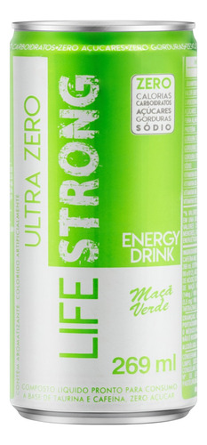 Energético Maçã Verde Zero Açúcar Life Strong Ultra Zero Lata 269ml