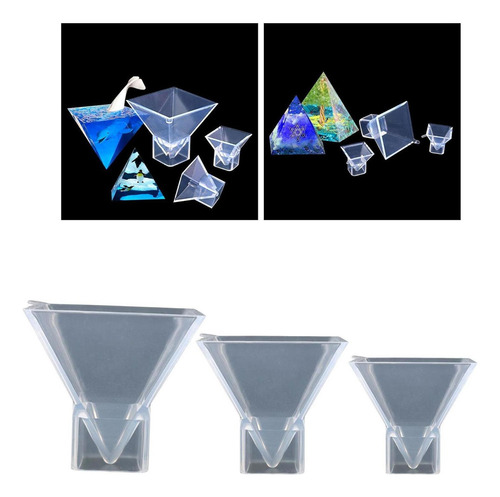 3 Moldes De Silicona Transparentes Para Pirámides, Moldes