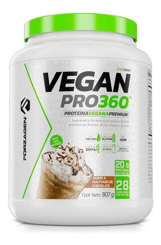 Forzagen Proteína Vegan-pro 360 2lb | Proteína Vegana Sabor Malteada de Chocolate