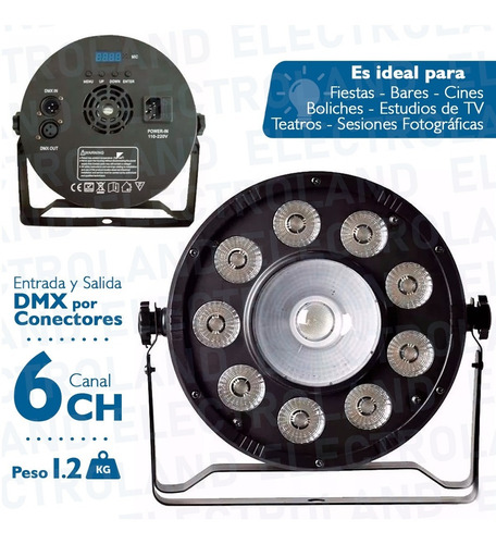 Imagen 7 de 10 de Par Led Negro Proton Rgbw Profesional 9 X 10w + 1 X 30w 120w