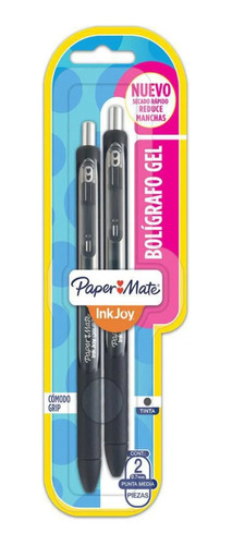 Bolígrafo Paper Mate Inkjoy 0.7mm Negro 2 Pzas Punto Medio