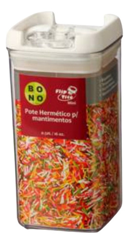 Mini Pote Para Mantimentos Bono Home Flip Tite Quadrado BONONLQ306A060 500ML