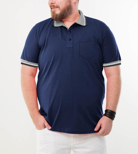 Imagem 5 de 6 de Camisa Polo Masculina Bolso G A G7 Grandes Plus Size 561
