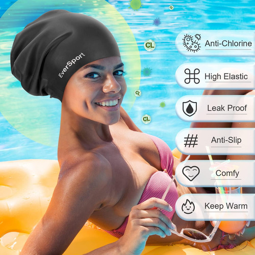 Gorro De Natación Grande Para Trenzas Y Rastas, Gorro De Nat