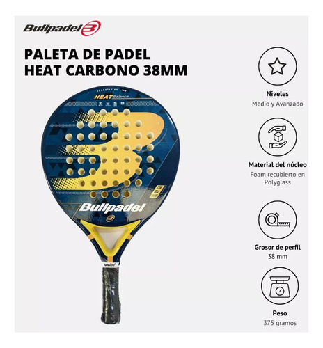 Paleta Padel Bullpadel Heat Carbono Control Y Potencia