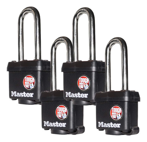 Master Lock (4) Candados Con Llaves Iguales Revestimiento Y 