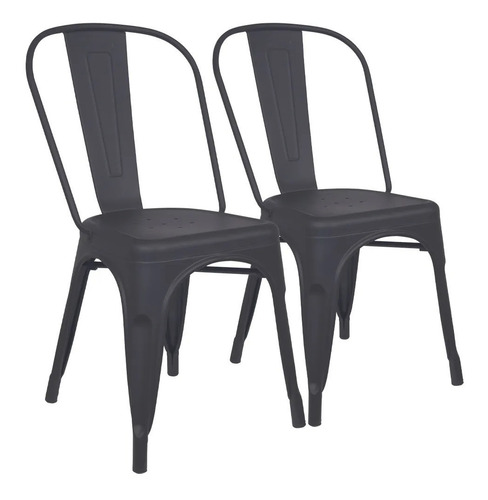 Silla de comedor Para Tu Casa Tolix, estructura color negro, 2 unidades