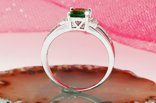 Imagen 6 de 10 de Anillo Compromiso Oro 18k Esmeralda Regalo Mujer Mama Pareja