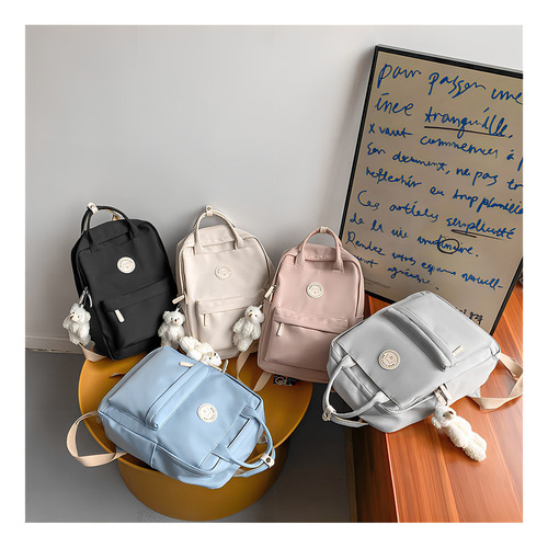 A Mochila Kawaii Aesthetic Para Mujer, Diseño De Oso, Color Azul
