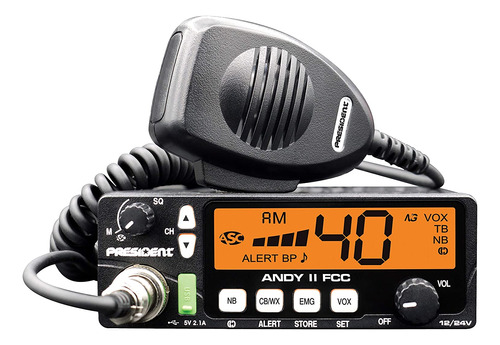 Presidente Electronics Andyii Cb Radio 12\/24v 7clr Disp Usb