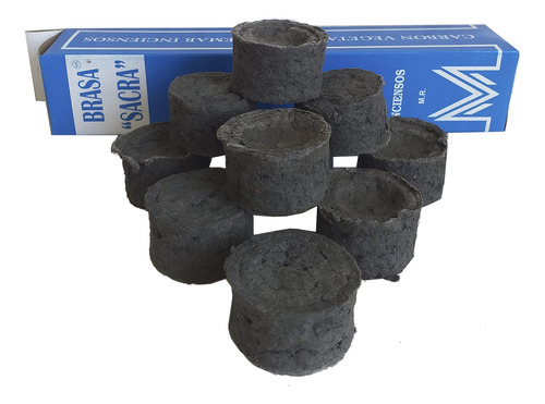 4 Carbón Vegetal Brasa Sacra Para Sahumar Caja Azul Original