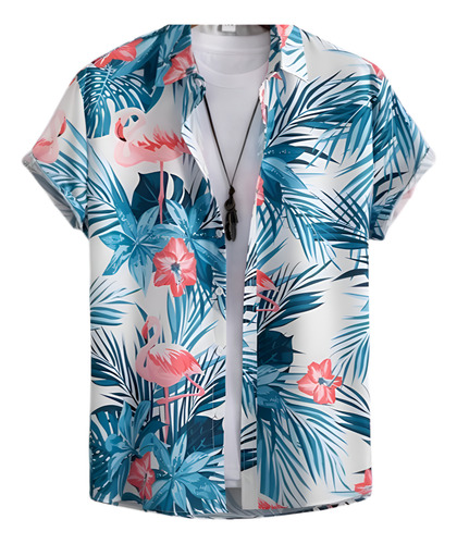 Camisa Masculina Hawaiana Manga Corta. Calidad Premium