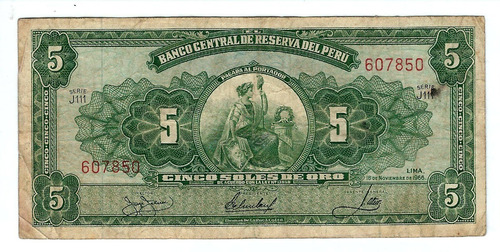 Perú - Billete 5 Soles De Oro 1966 - 607850