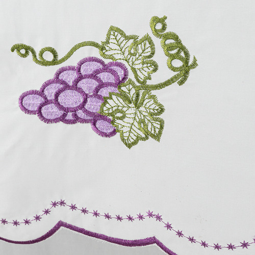 Cortinas Cocina Frutas Bordado Semitransp 2pzs Lino Algodón Uva
