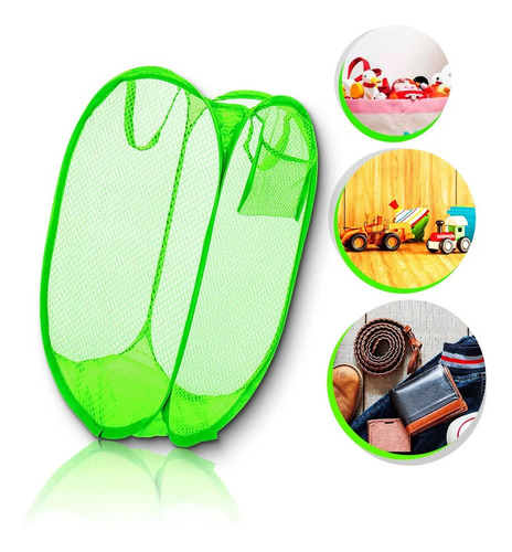 Cesto Organizador Verde Multiuso Guarda Brinquedo Roupa Suja