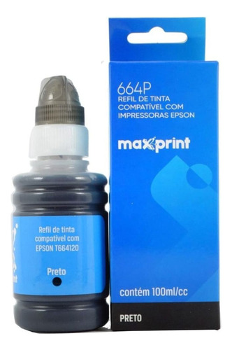 Garrafa De Tinta Compatível Epson T664120 Preto Maxprint No