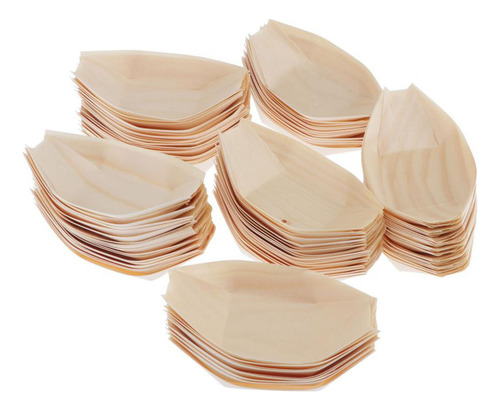 Cyt 100 Peças Madeira Prato Comida Para Barco 135x77mm