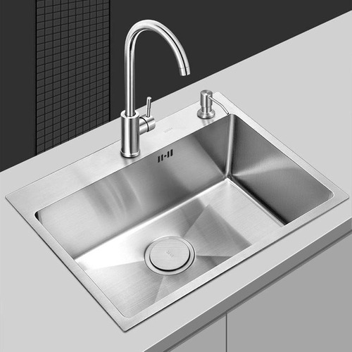 Combo Lavaplatos Simple 68x45x20 Acero Inoxidable Con Grifo
