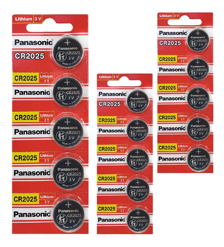 15 Pilhas Baterias Cr2025 Panasonic - 3 Cartelas