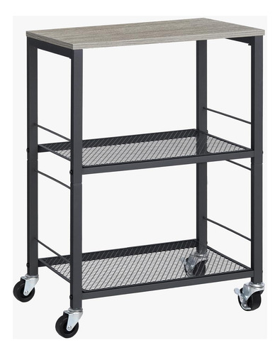 Carrito Multifuncional Gris Con Ruedas 3 Niveles Para Cocina