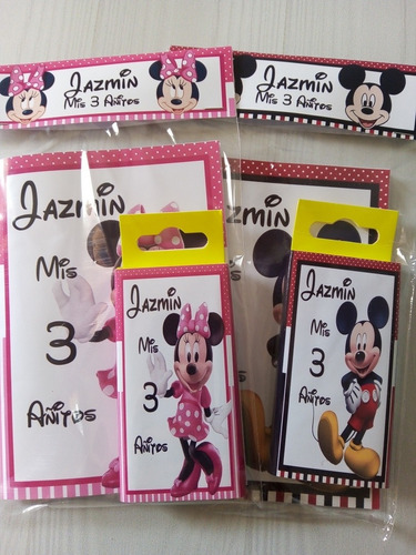 Libritos Colorear Mickey Minnie Personalizado + Lápices X 10