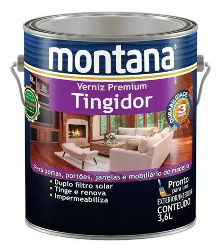 Tingidor Premium Brilhante P/ Madeira Montana 3,6l Cores
