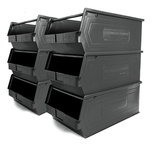 Imagen 1 de 7 de Kit 6 Gavetas Plásticas Apilables 4plz 50/45x30x20cm Negro
