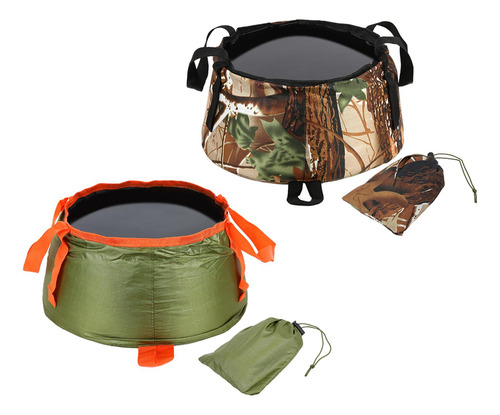 2 Piezas Camping Cubo Plegable Lavabo Contenedor De Agua