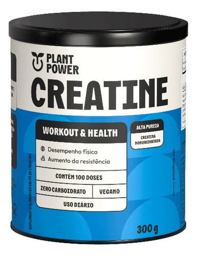 Creatina Monohidratada Plant Power 300g Sabor Neutro