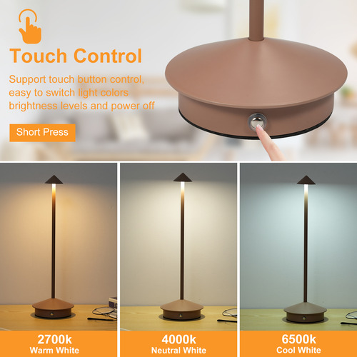 Lámpara De Mesa Con Control Táctil, 3 Modos, Usb, Led, Decor