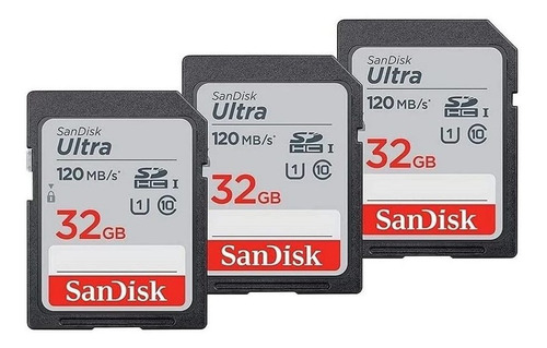 Pack X 3 Tarjetas De Memoria Sd Sandisk Ultra 32gb - 120mb/s