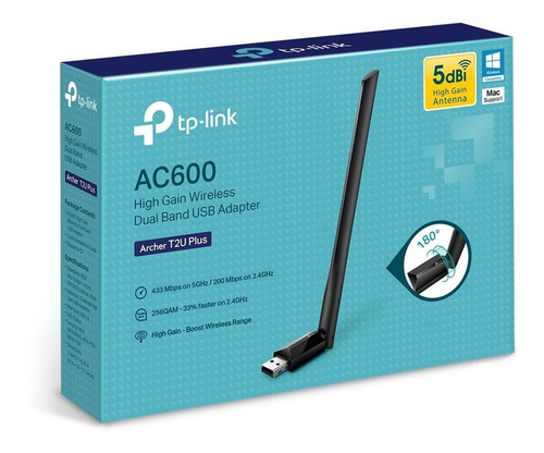 Imagen 1 de 9 de Adaptador Usb Wifi Dual Band Ac600 Tp-link Archer T2u Plus
