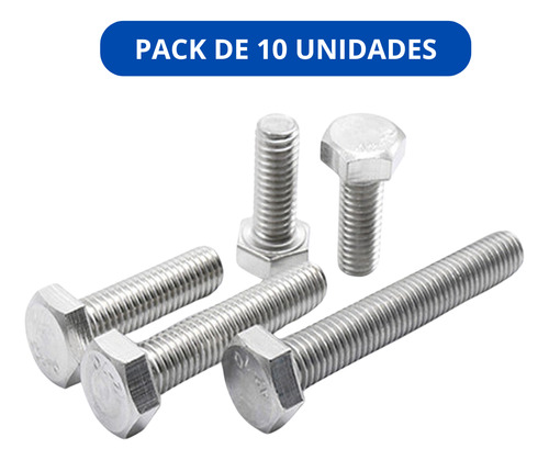 Perno Hexagonal Inoxidable 5-0.8 X 16mm Din933- A2 (10 Uni)