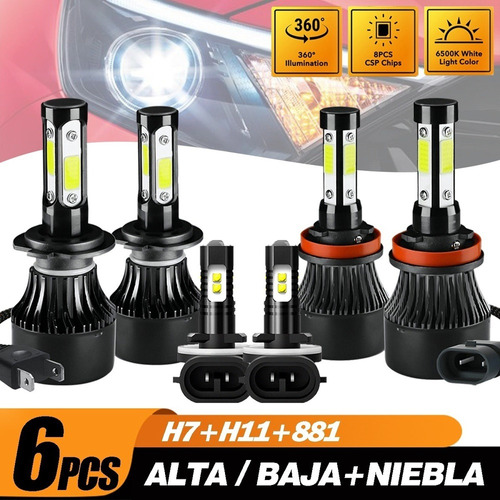 For Hyundai Kit Focos Led De 4 Lados Luz Alta/baja/niebla